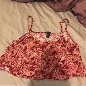 Forever 21 burgundy paisley patterned crop top